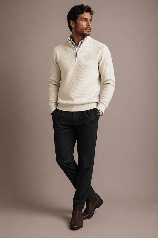Hartley | Soft Knit Half Zip Sweater Refined Fit