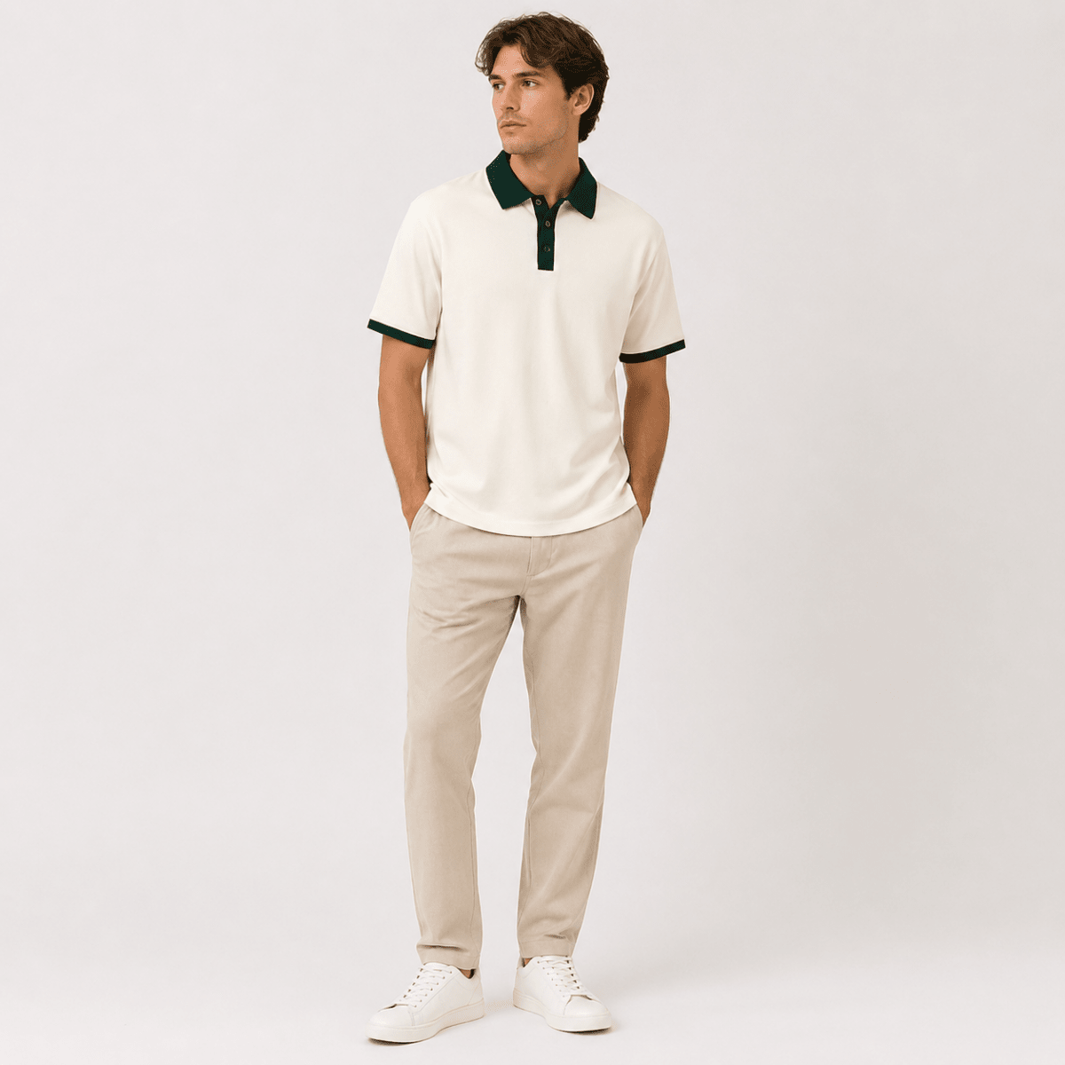 Devlin | Contrast Collar Casual Polo Shirt Men