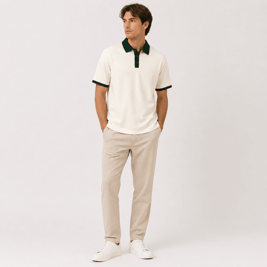 Devlin | Contrast Collar Casual Polo Shirt Men