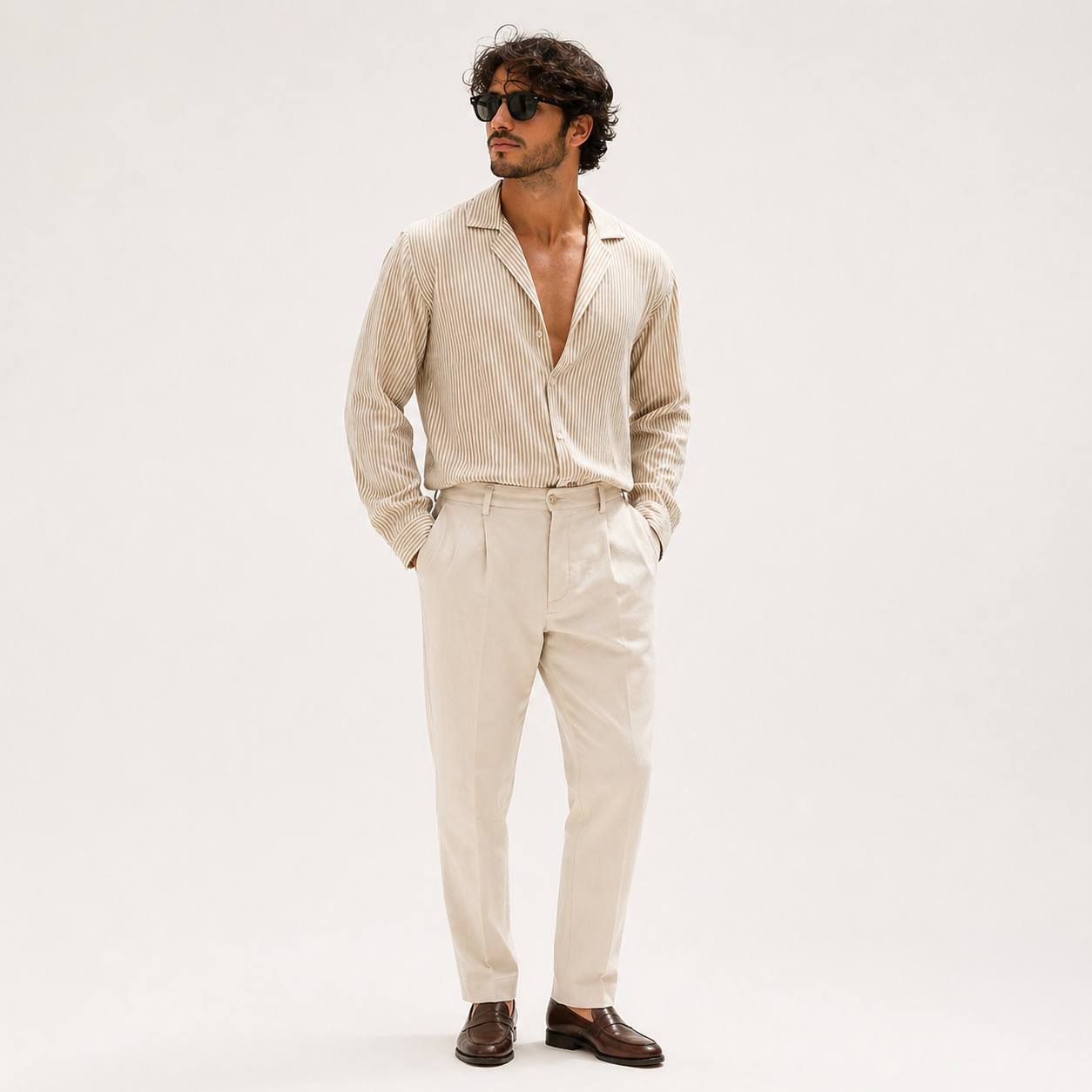 Gabriel Fontaine | Men's Striped Linen Casual Shirt