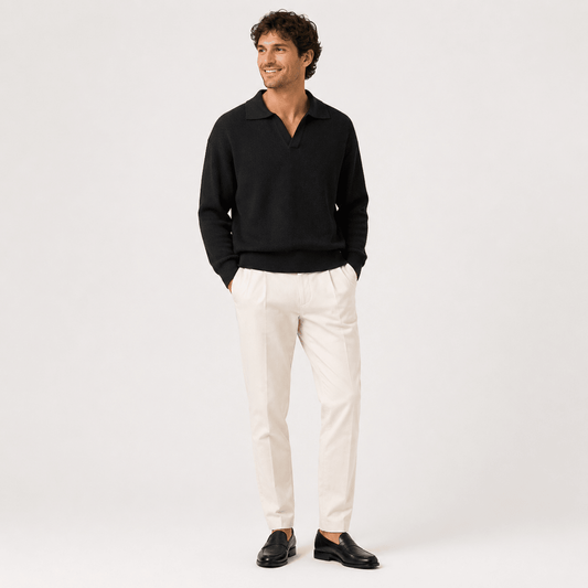 Florian | Textured Knit Polo Sweater Men