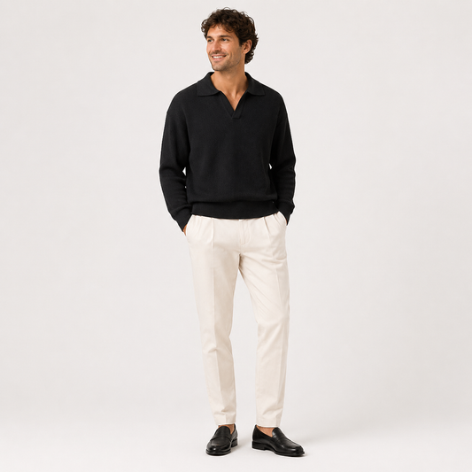 Dean | Men's Textured Knit Polo Sweater