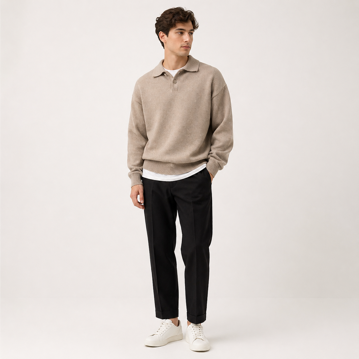 Enzo | Relaxed Knit Polo Sweater
