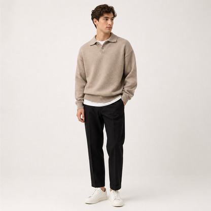 Enzo | Relaxed Knit Polo Sweater