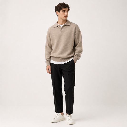 Enzo | Relaxed Knit Polo Sweater