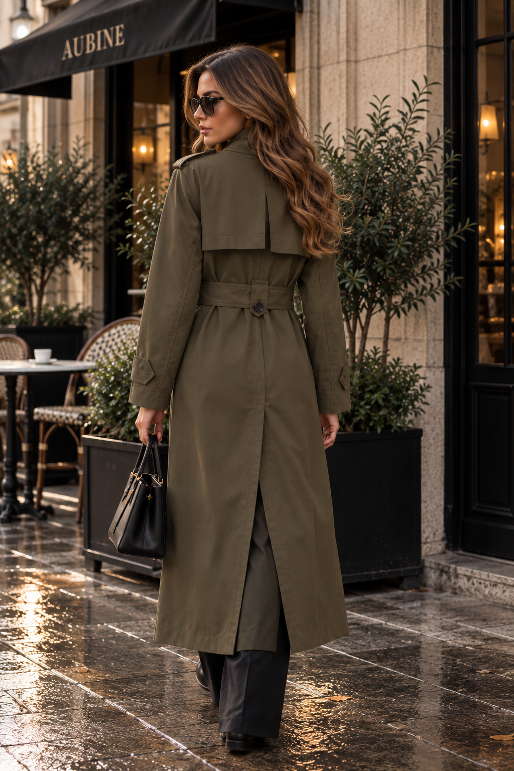 Winifred | Long Double Breasted Trench Coat Belted Waist