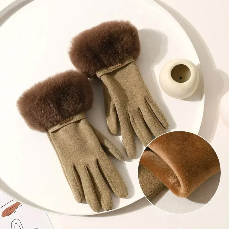 Chic Plush Cuff Winter Gloves
