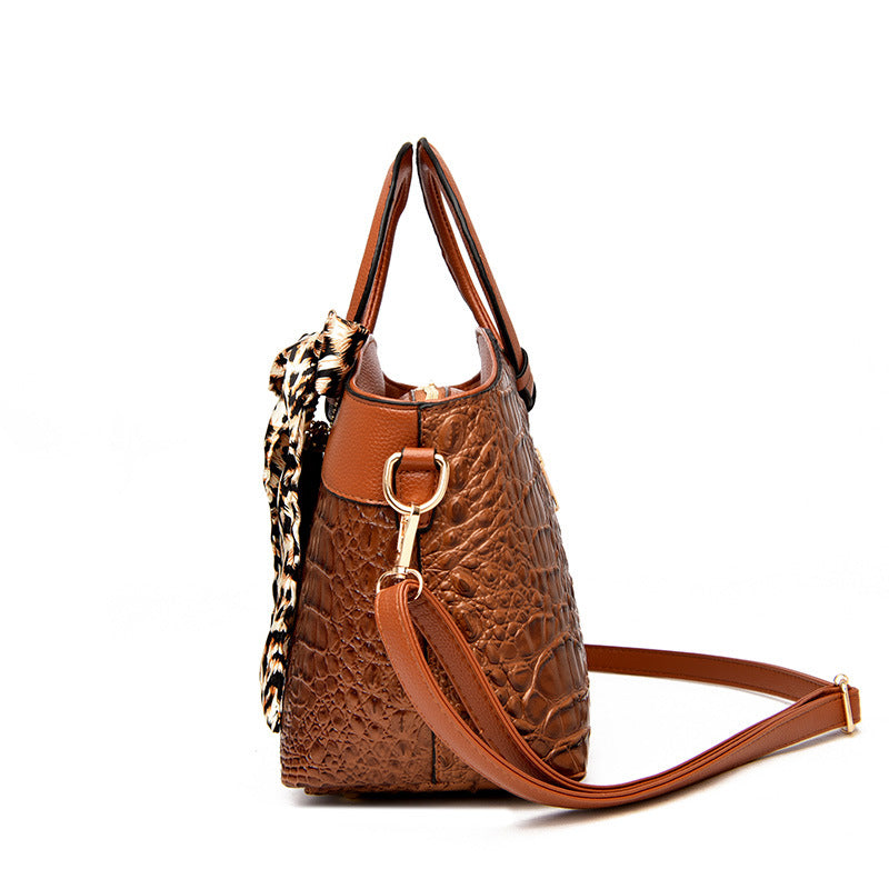 Chloé Montclair Croc-Embossed Handbag with Round Handles