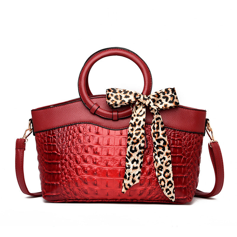 Chloé Montclair Croc-Embossed Handbag with Round Handles