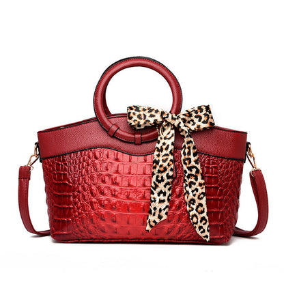 Chloé Montclair Croc-Embossed Handbag with Round Handles