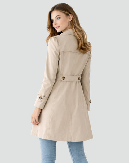 Kitty | Classic Double Breasted Trench Coat Buttoned Cuffs