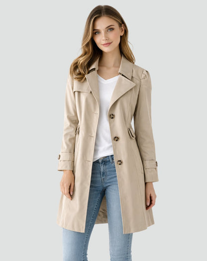 Kitty | Classic Double Breasted Trench Coat Buttoned Cuffs