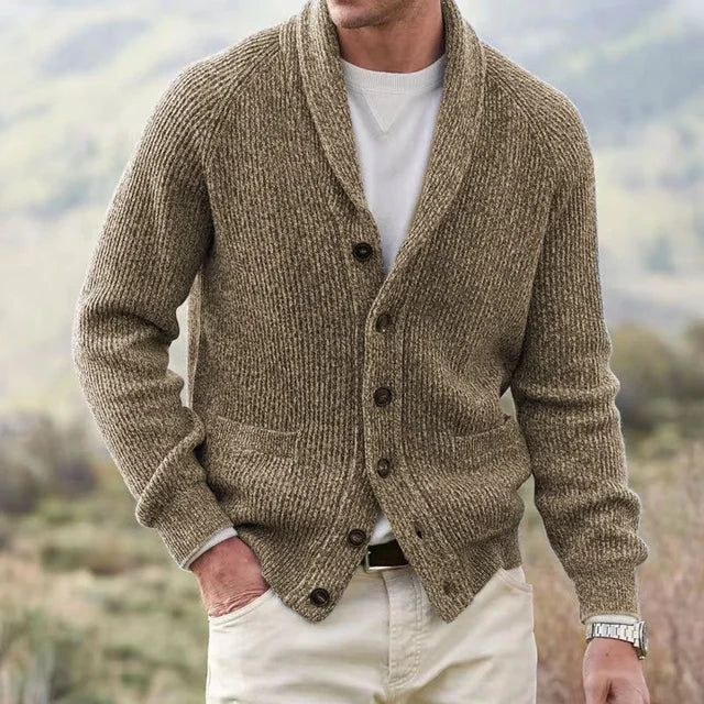 Bertie | Ribbed Shawl Collar Cardigan