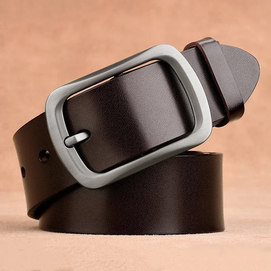 Classic Genuine Leather Belt with Metal Pin Buckle