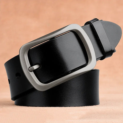 Classic Genuine Leather Belt with Metal Pin Buckle