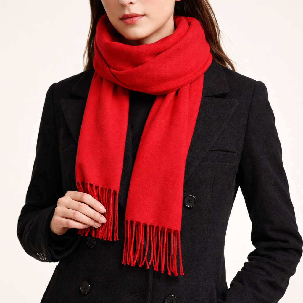 Classic Long Scarf with Fringe Detail