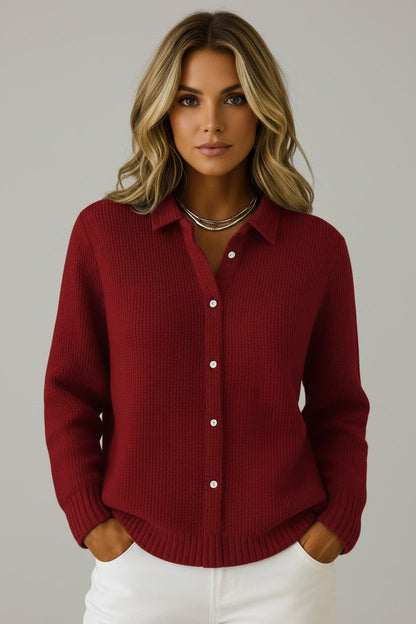 Elise | Women's Classic Knitted Collar Cardigan