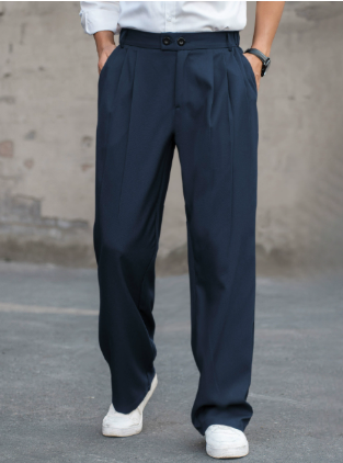 Alaric | Wide Leg Pleated High Waisted Trousers