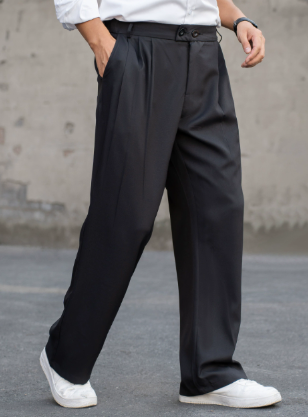 Alaric | Wide Leg Pleated High Waisted Trousers