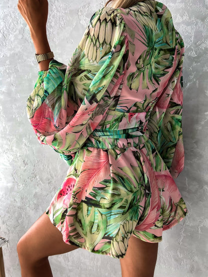 Ivy | Women's Stylish Flowy Two-Piece Shorts and Blouse Summer Set