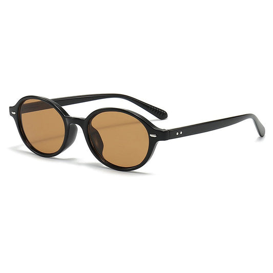 Compact Oval Sunglasses with Tinted Lenses
