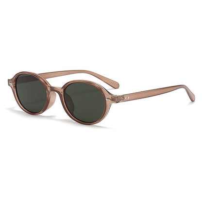 Compact Oval Sunglasses with Tinted Lenses