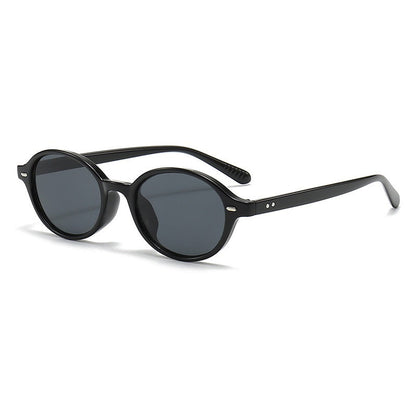 Compact Oval Sunglasses with Tinted Lenses