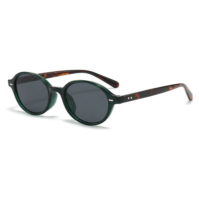 Compact Oval Sunglasses with Tinted Lenses