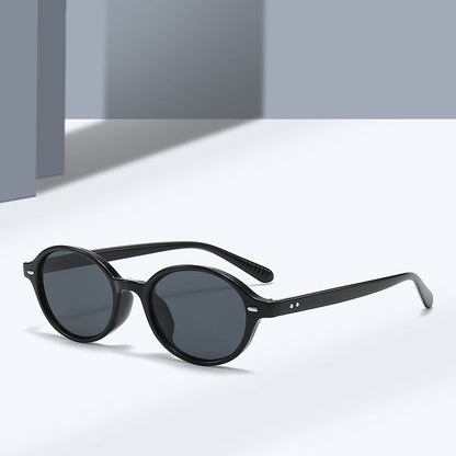 Compact Oval Sunglasses with Tinted Lenses