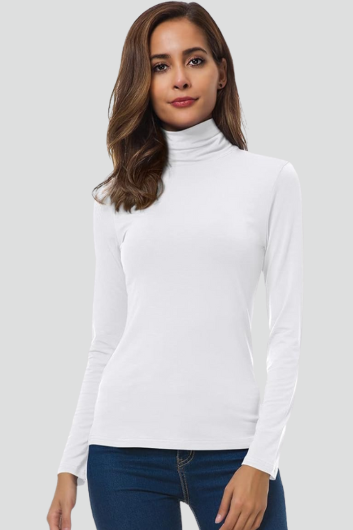 Lyra | Women's Turtleneck Long Sleeve Plain Knit Sweater