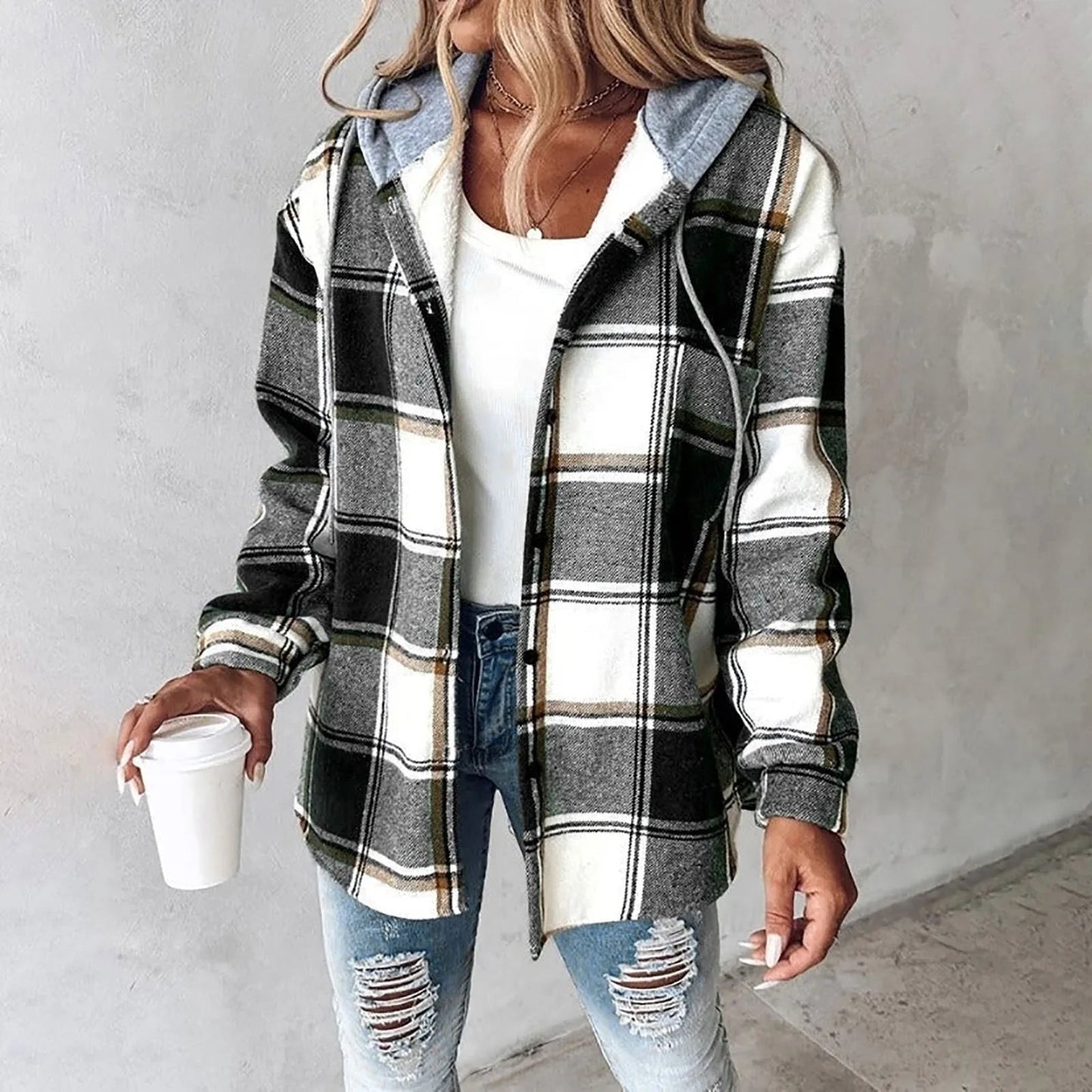 Esra | Women's Hooded Mixed Texture Jacket