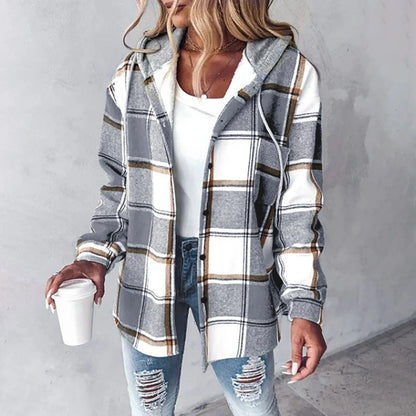 Esra | Women's Hooded Mixed Texture Jacket