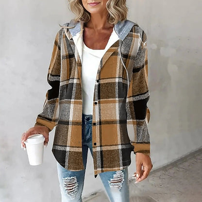 Esra | Women's Hooded Mixed Texture Jacket