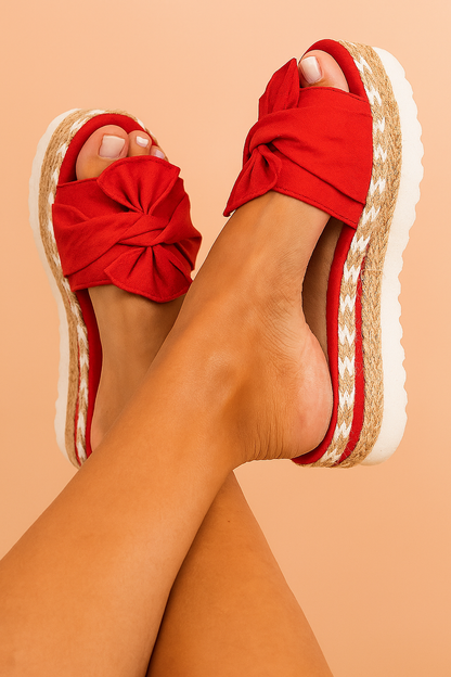 Dominika | Bow Platform Slide Sandals
