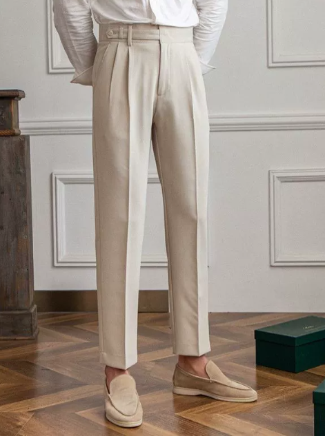 Wesley | Men's Tailored Trousers - Lightweight - Flat Front Straight Leg Fit