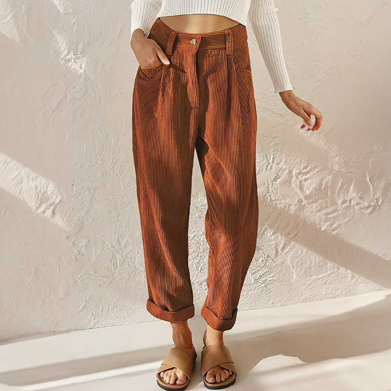 Hazel | Women's High-Waist Corduroy Pants