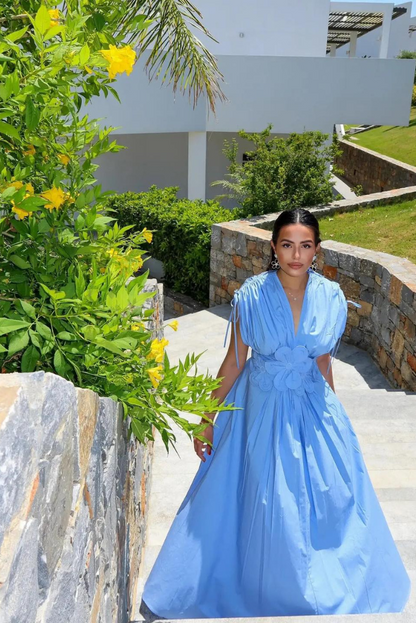 Anastasia | Women's Floral Appliqué Pleated Maxi Dress