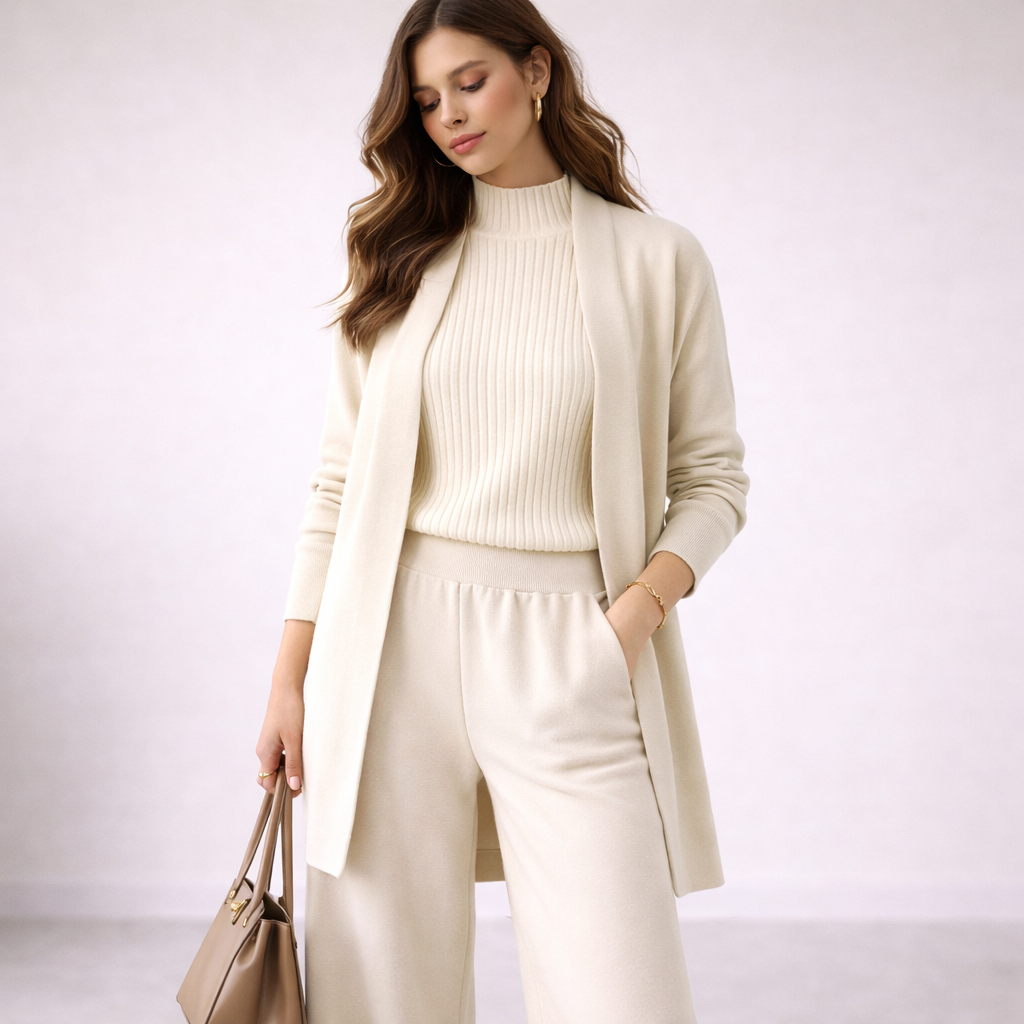 Seraphina | Soft Knit Three Piece Lounge Set with Cardigan