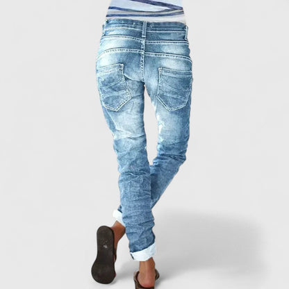 Sunny | Edgy Distressed Wide Leg Denim Jeans
