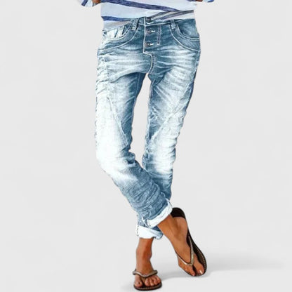Sunny | Edgy Distressed Wide Leg Denim Jeans