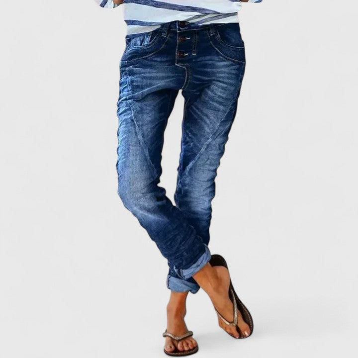Sunny | Edgy Distressed Wide Leg Denim Jeans
