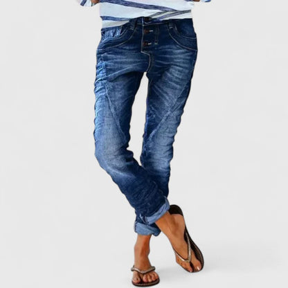 Sunny | Edgy Distressed Wide Leg Denim Jeans