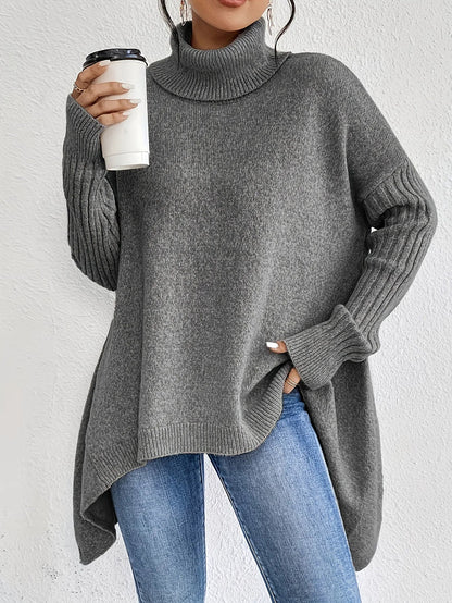 Cozy Oversized Cashmere Turtleneck Sweater for Women