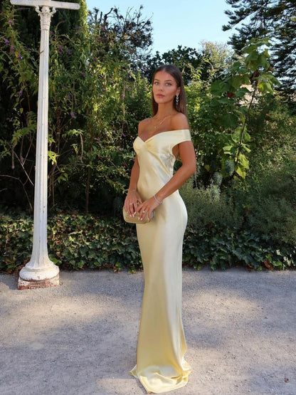Marzelle | Women's Satin Backless Maxi Dress