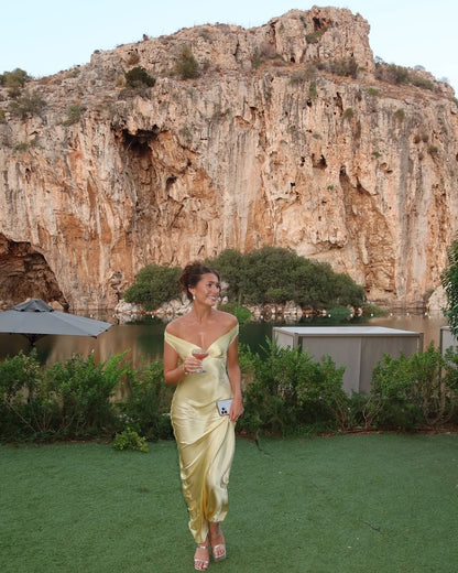 Marzelle | Women's Satin Backless Maxi Dress