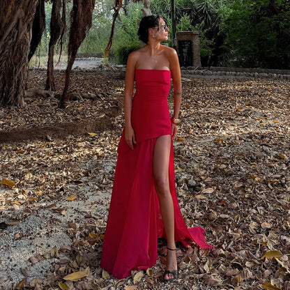 Valerie | Women's Strapless Asymmetric Maxi Dress