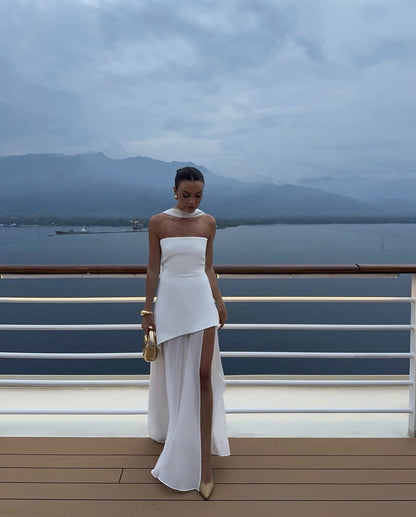 Valerie | Women's Strapless Asymmetric Maxi Dress
