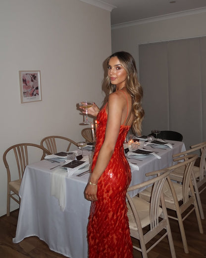 Zarina | Women's Deep V Sequin Maxi Dress