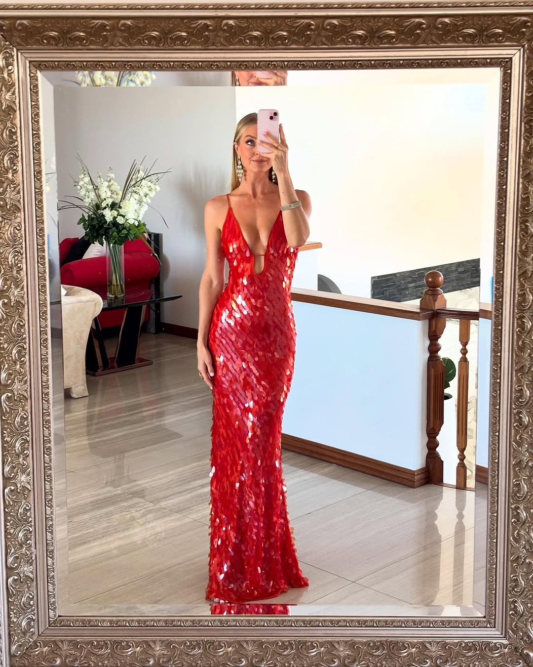 Zarina | Women's Deep V Sequin Maxi Dress