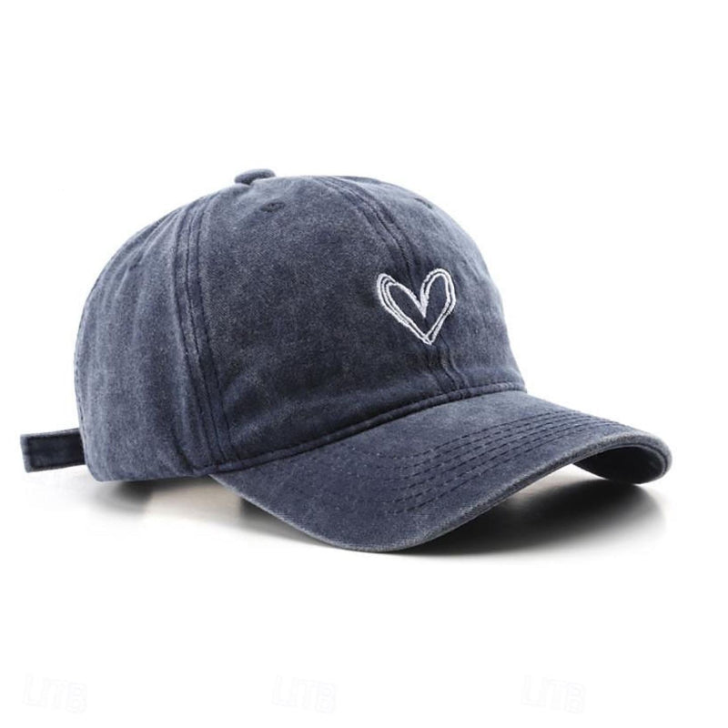 Everyday Denim Cap with Heart Embroidery